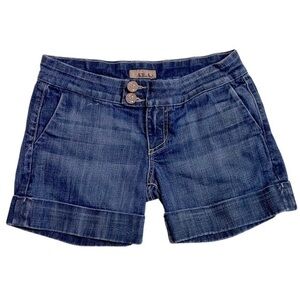 See Thru Soul Denim Cuffed Low‎ Rise Shorts Blue Women 28